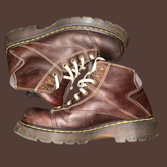 Dr. Martens 8A08 Y2K No Slip Air Wair Brown Leather Work Boots Size 10 - Picture 8 of 10